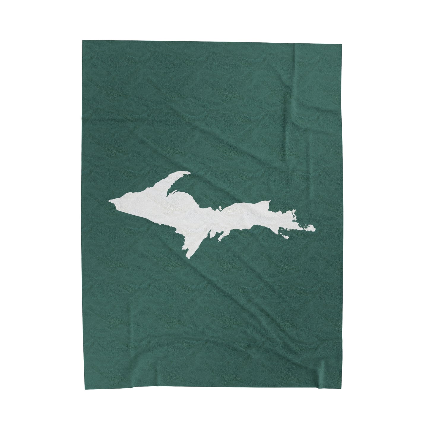 Michigan Upper Peninsula Plush Blanket (w/ UP Outline) | Copper Green