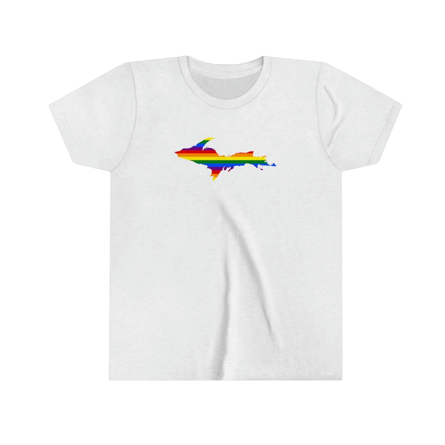 Michigan Upper Peninsula T-Shirt (w/ UP Pride Flag Outline) | Youth Short Sleeve