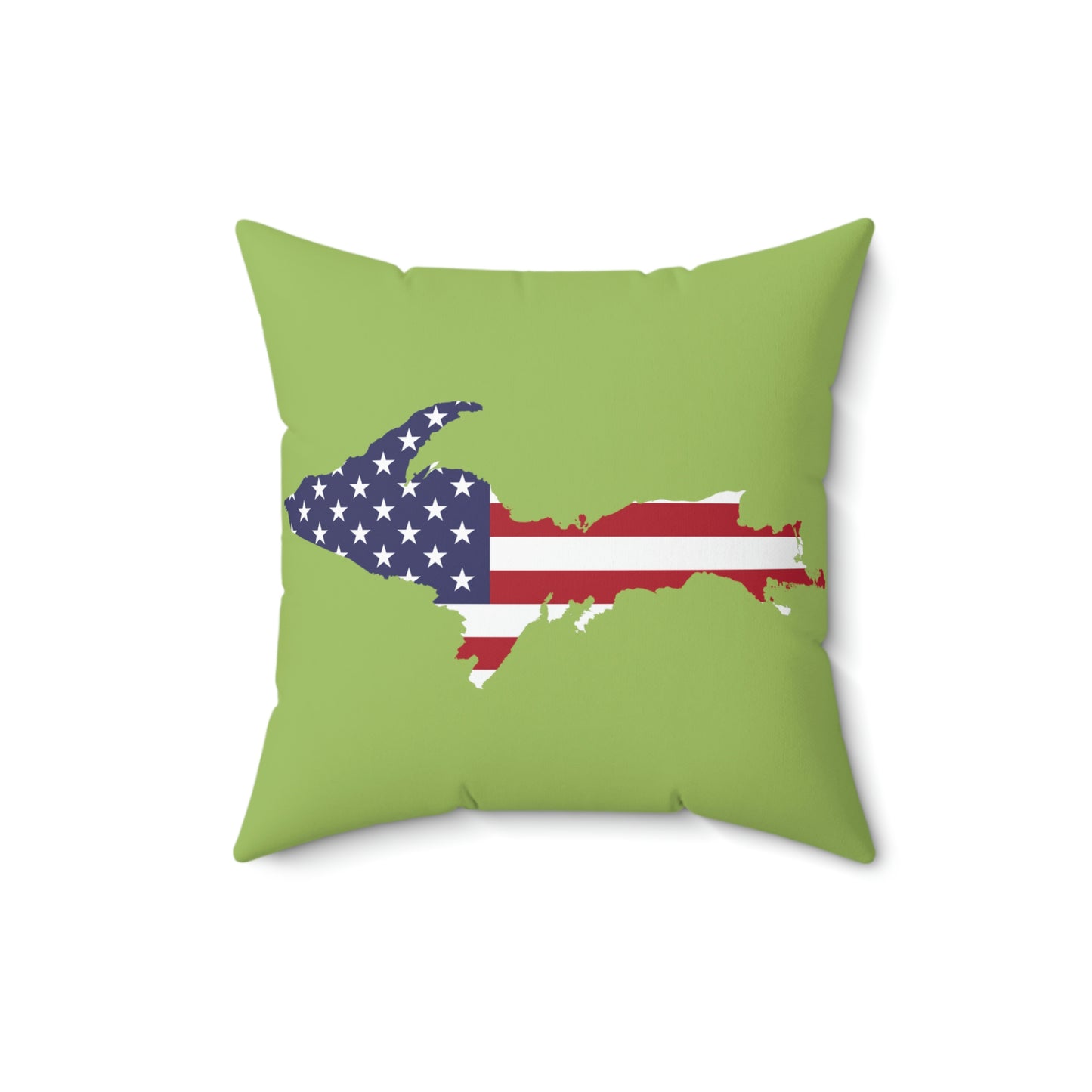 Michigan Upper Peninsula Accent Pillow (w/ UP USA Flag Outline) | Gooseberry Green