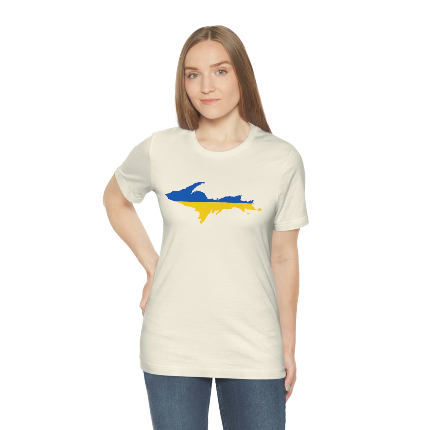 Michigan Upper Peninsula T-Shirt (w/ UP Ukraine Flag Outline) | Unisex Standard Fit