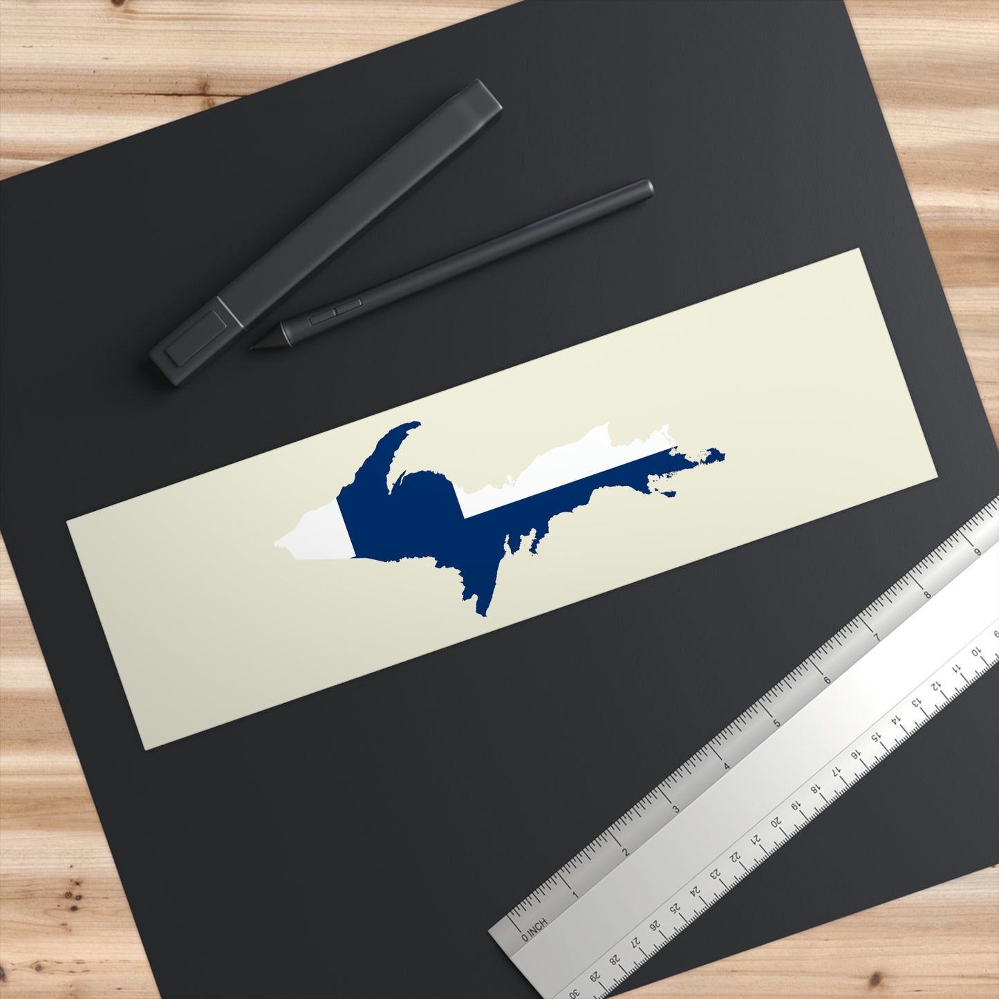 Michigan Upper Peninsula Bumper Stickers (w/ UP Finland Flag Outline) | Ivory Color Background