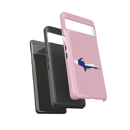 Michigan Upper Peninsula Tough Phone Case (Pink w/ UP Finland Flag Outline) | Samsung & Pixel Android