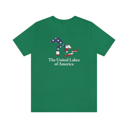 'The United Lakes of America' T-Shirt (w/ Great Lakes USA Flag Outline) | Unisex Standard Fit