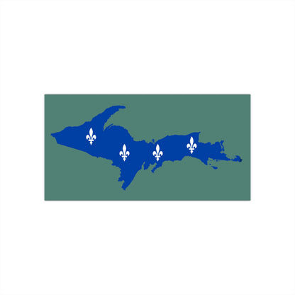 Michigan Upper Peninsula Bumper Stickers (w/ UP Quebec Flag Outline) | Copper Green Background