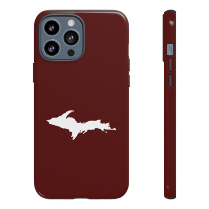 Michigan Upper Peninsula Tough Phone Case (Cherrywood Red w/ UP Outline) | Apple iPhone