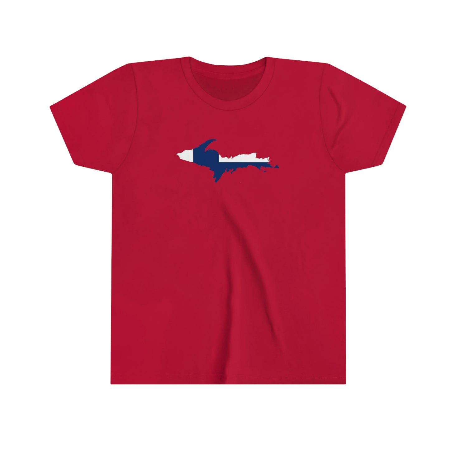 Michigan Upper Peninsula T-Shirt (w/ UP Finland Flag Outline) | Youth Short Sleeve