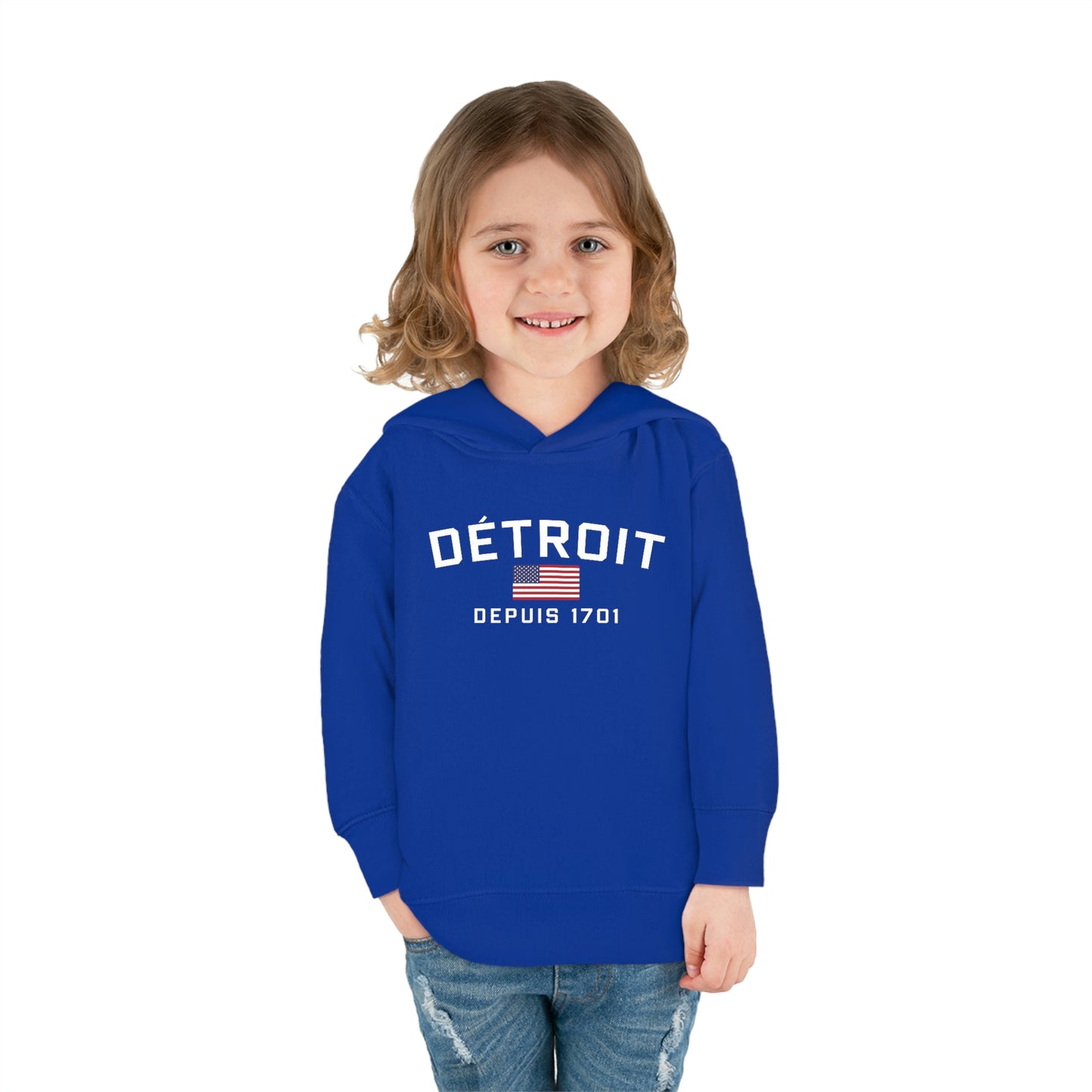 'Détroit Depuis 1701' Hoodie (w/USA Flag Outline) | Unisex Toddler