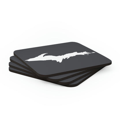 Michigan Upper Peninsula Coaster Set (Iron ore Grey w/ UP Outline) | Corkwood - 4 pack