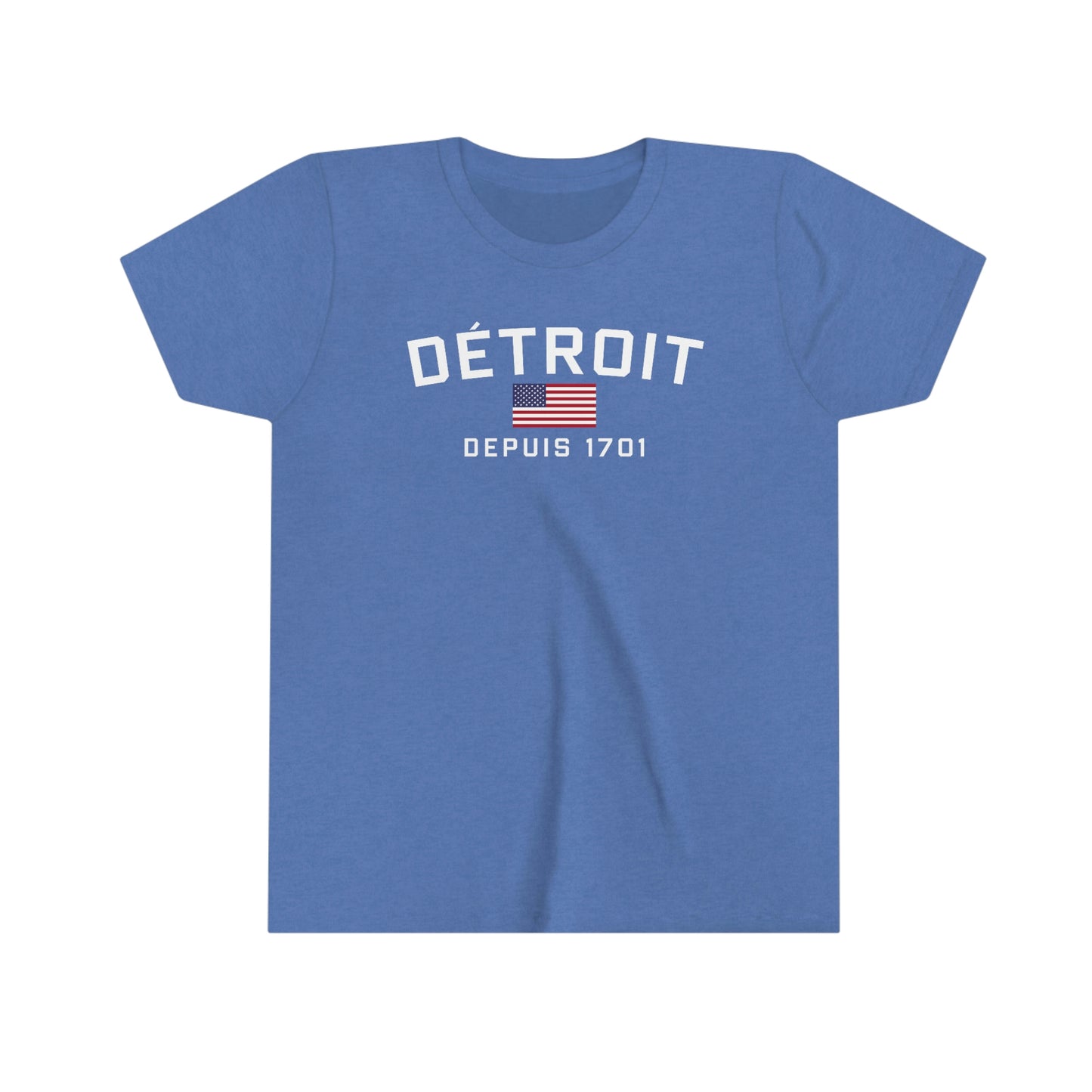 'Détroit Depuis 1701' T-Shirt (w/USA Flag Outline) | Youth Short Sleeve