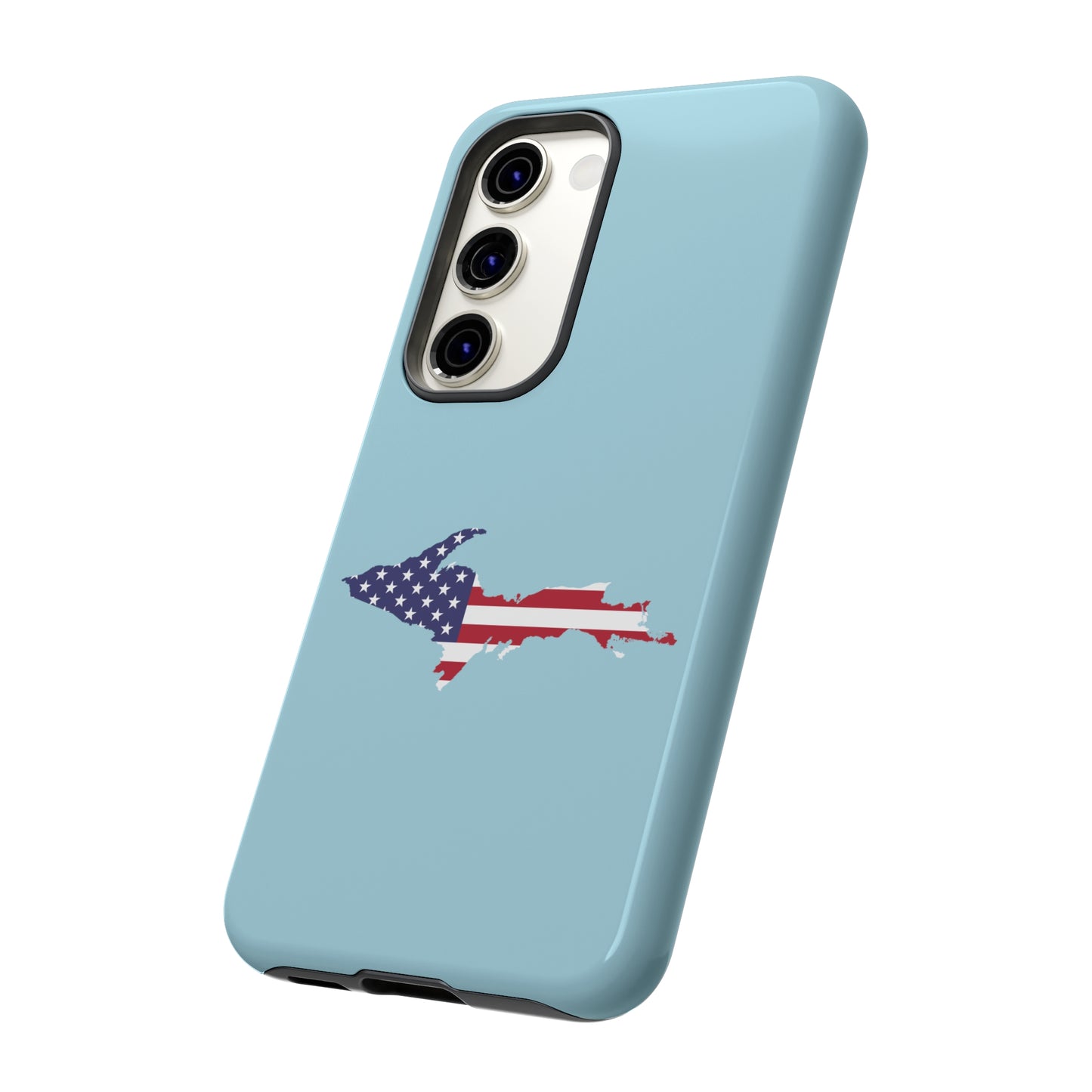 Michigan Upper Peninsula Tough Phone Case ('58 Caddie Blue w/ UP USA Flag Outline) | Samsung & Pixel Android