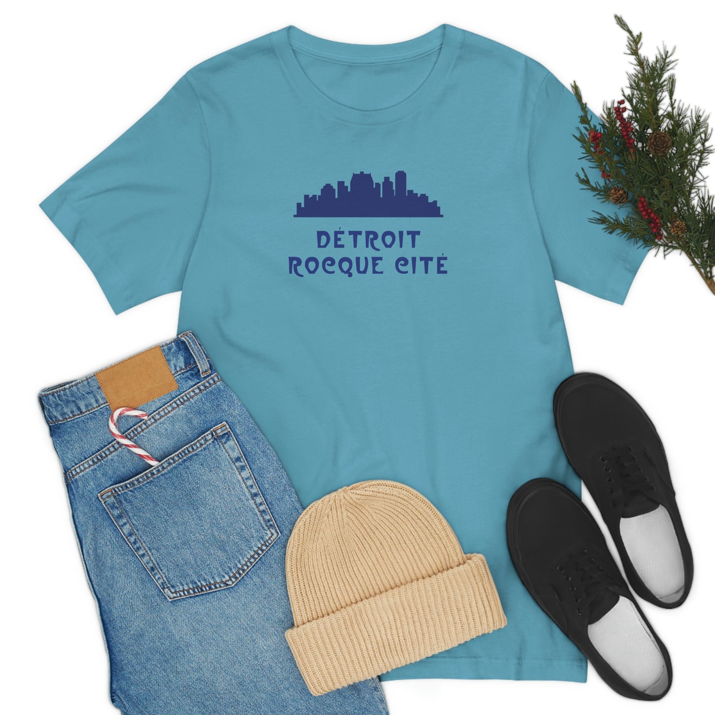 'Détroit Rocque Cité' with Skyline T-Shirt | Unisex Standard Fit