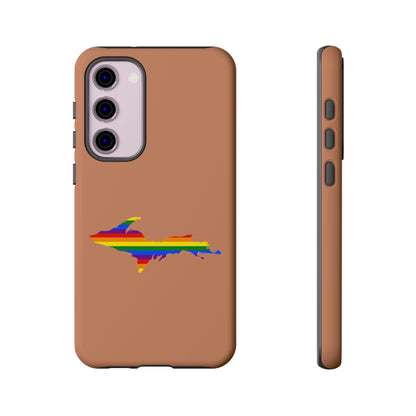 Michigan Upper Peninsula Tough Phone Case (Copper Color w/ UP Pride Flag Outline) | Samsung & Pixel Android