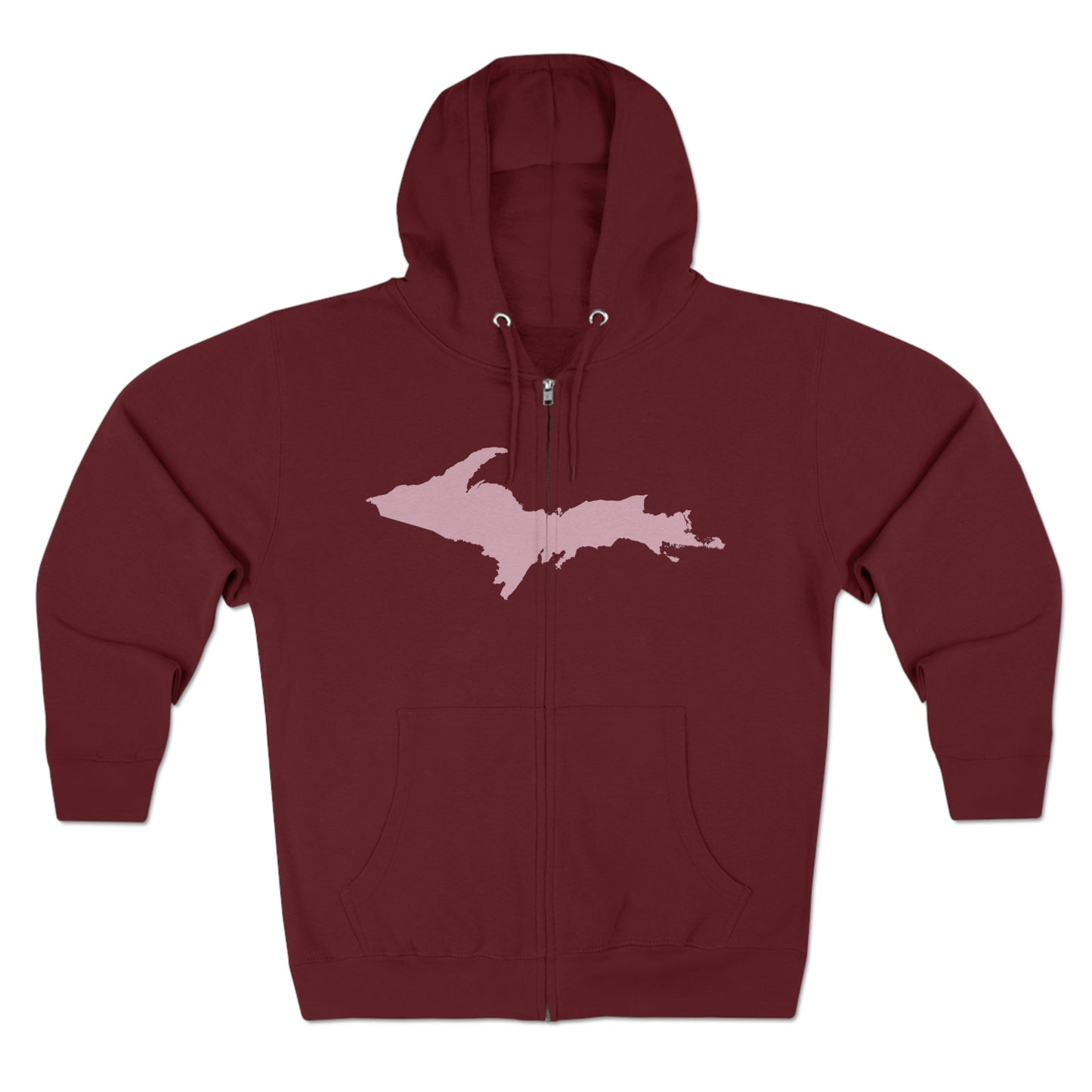 Michigan Upper Peninsula Full-Zip Hoodie (w/ Pink UP Outline)