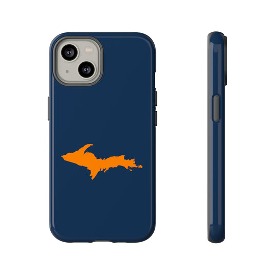 Michigan Upper Peninsula Tough Phone Case (Navy w/ Orange UP Outline) | Apple iPhone