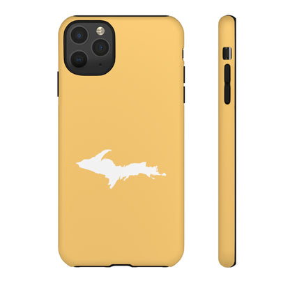 Michigan Upper Peninsula Tough Phone Case (Citrine Color w/ UP Outline) | Apple iPhone