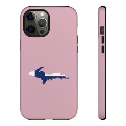 Michigan Upper Peninsula Tough Phone Case (Pink w/ UP Finland Flag Outline) | Apple iPhone