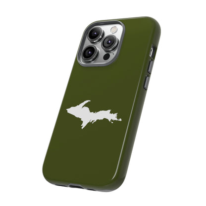 Michigan Upper Peninsula Tough Phone Case (Army Green w/ UP Outline) | Apple iPhone