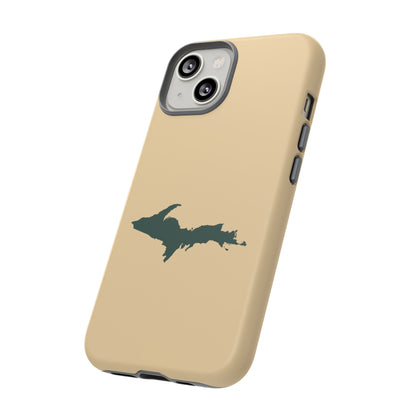 Michigan Upper Peninsula Tough Phone Case (Maple Color w/ Green UP Outline) | Apple iPhone