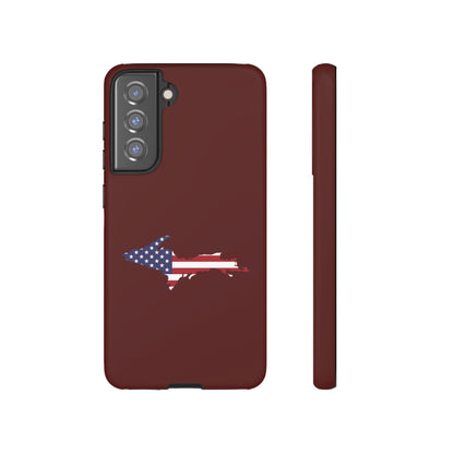 Michigan Upper Peninsula Tough Phone Case (Cherrywoold Color w/ UP USA Flag Outline) | Samsung & Pixel Android