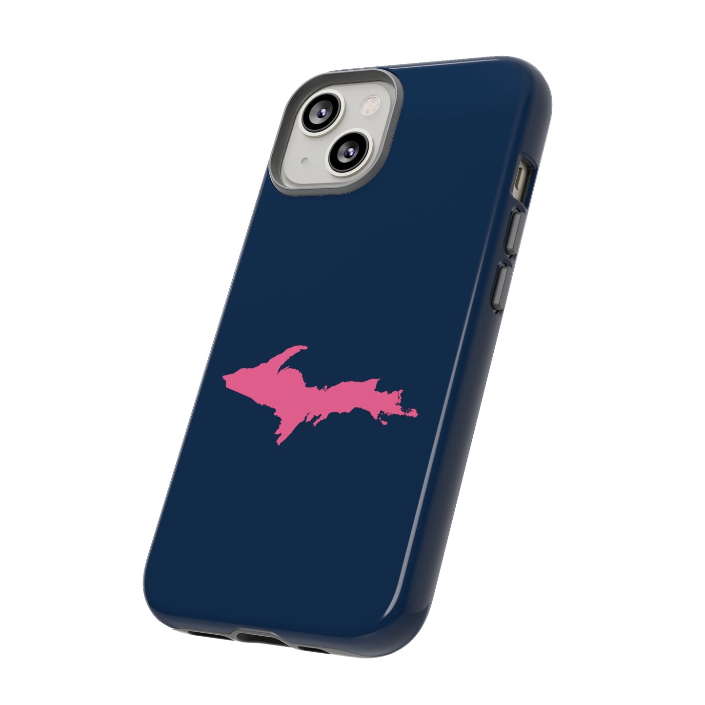 Michigan Upper Peninsula Tough Phone Case (Navy w/ Pink UP Outline) | Apple iPhone