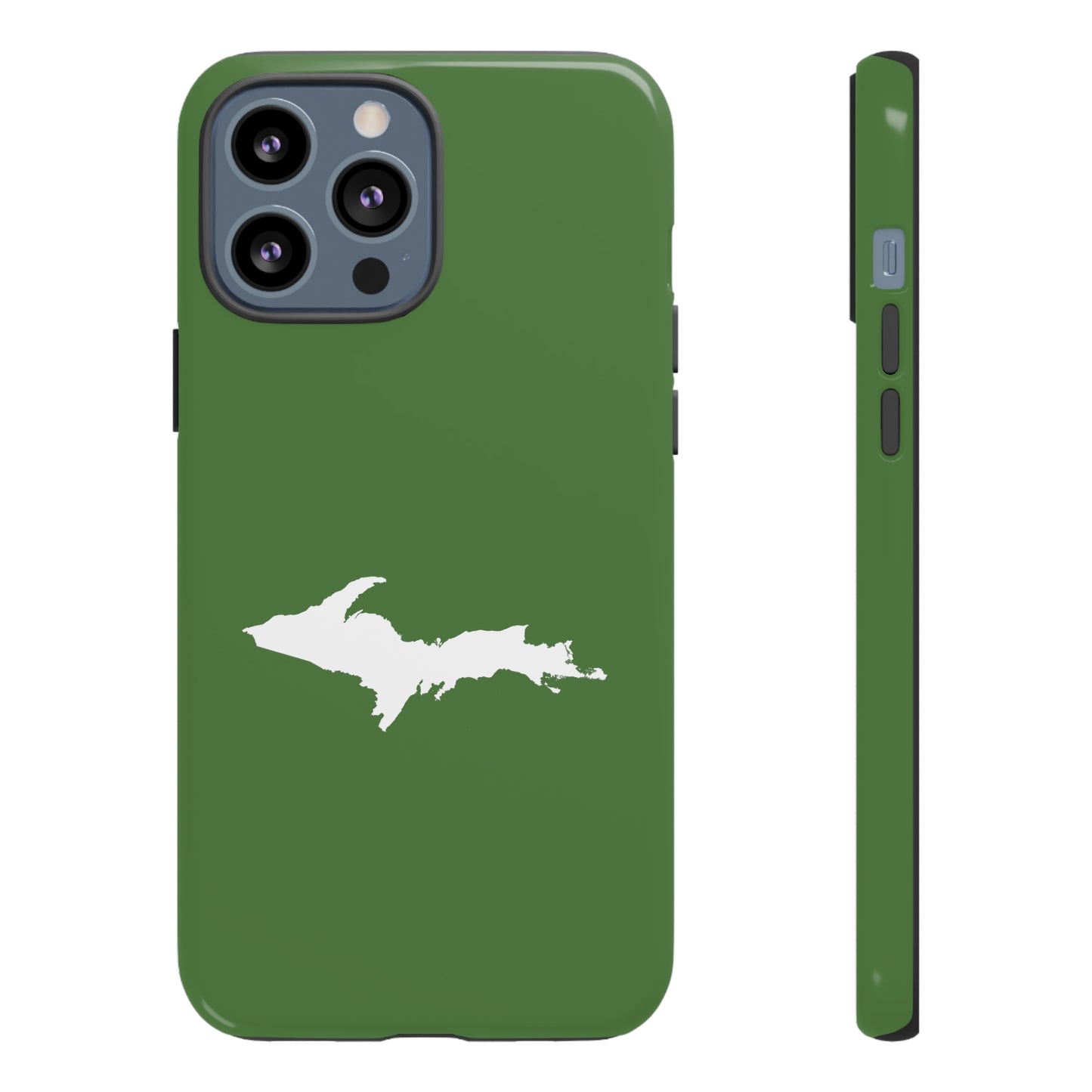 Michigan Upper Peninsula Tough Phone Case (Pine Green w/ UP Outline) | Apple iPhone