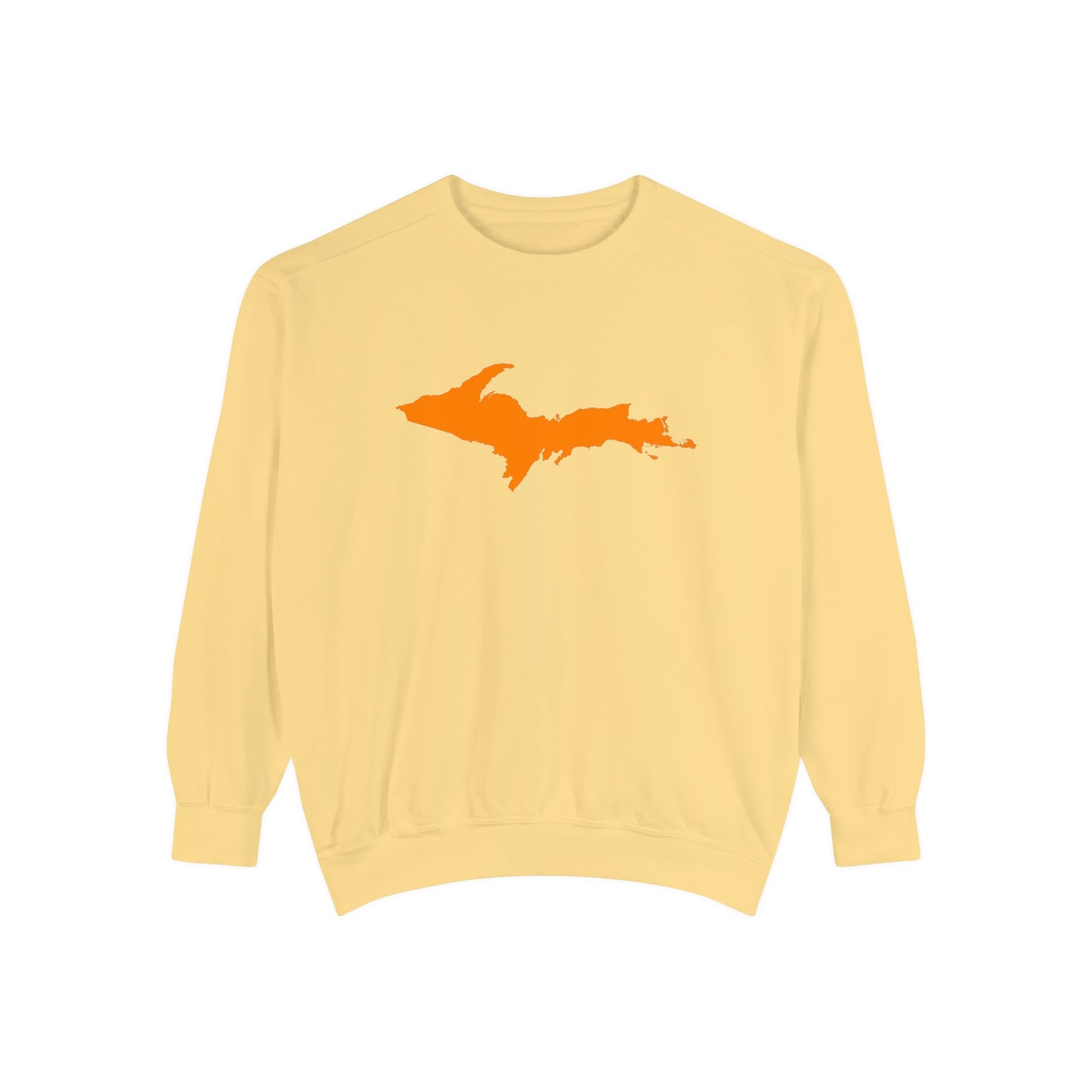 Michigan Upper Peninsula Sweatshirt (w/ Orange UP Outline) | Unisex Garment Dyed