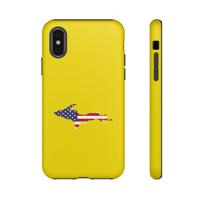 Michigan Upper Peninsula Tough Phone Case (Gadsden Yellow w/ UP USA Outline) | Apple iPhone