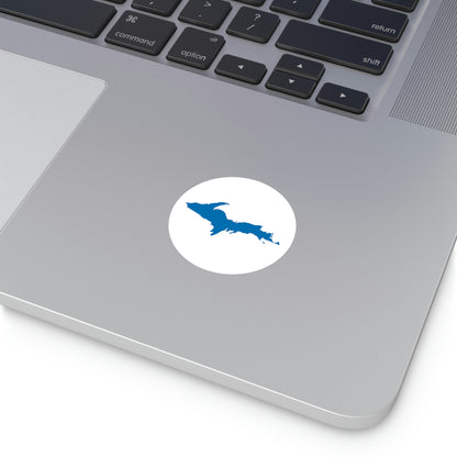 Michigan Upper Peninsula Round Stickers (w/ Azure UP Outline) | Indoor\Outdoor