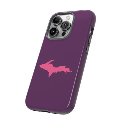 Michigan Upper Peninsula Tough Phone Case (Plum w/ Pink UP Outline) | Apple iPhone