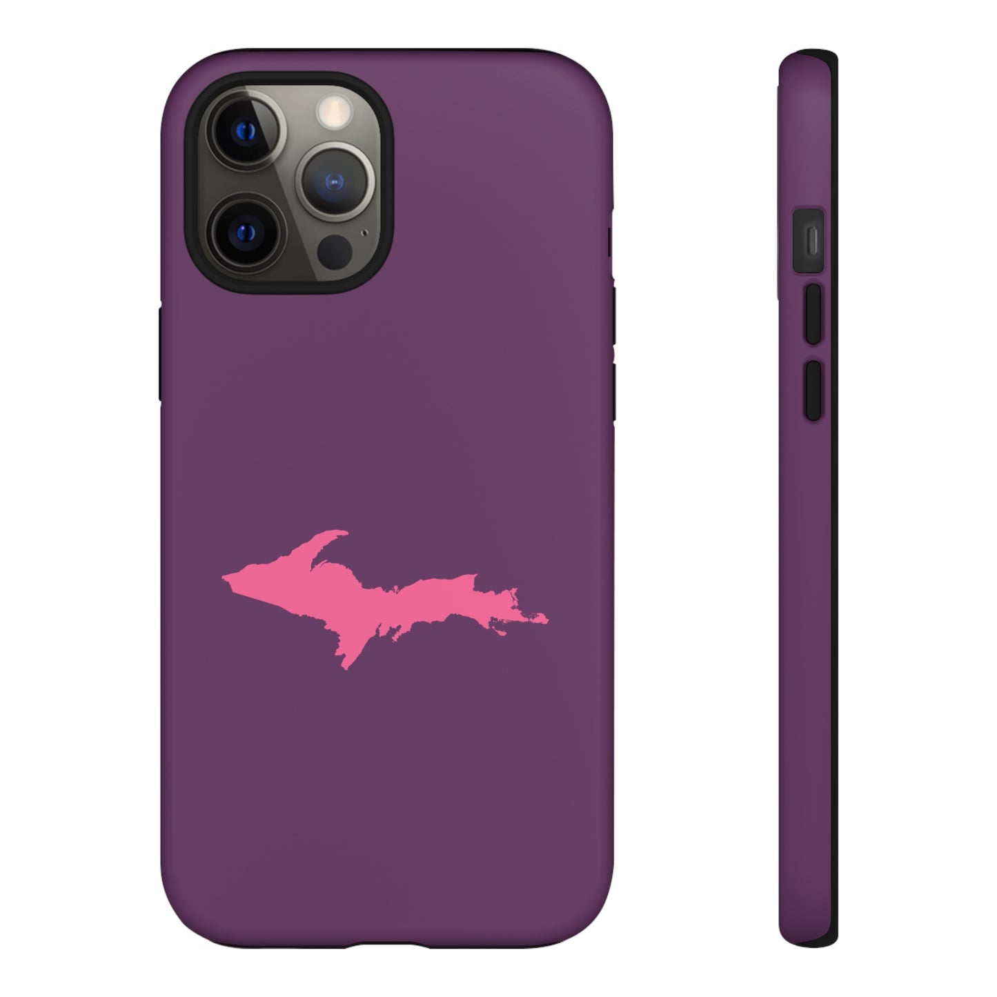 Michigan Upper Peninsula Tough Phone Case (Plum w/ Pink UP Outline) | Apple iPhone