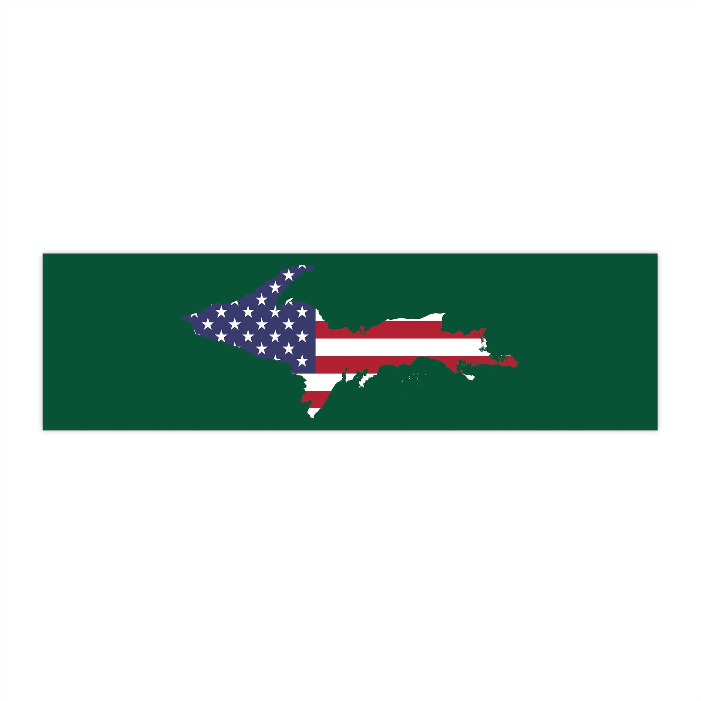 Michigan Upper Peninsula Bumper Stickers (w/ UP USA Flag Outline) | Green Background