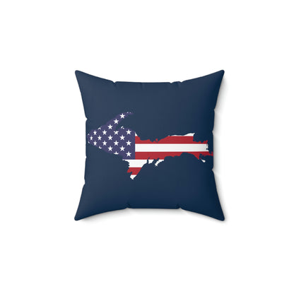 Michigan Upper Peninsula Accent Pillow (w/ UP USA Flag Outline) | Navy