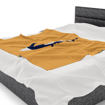 Michigan Upper Peninsula Plush Blanket (w/ UP Finland Flag Outline) | Citrine