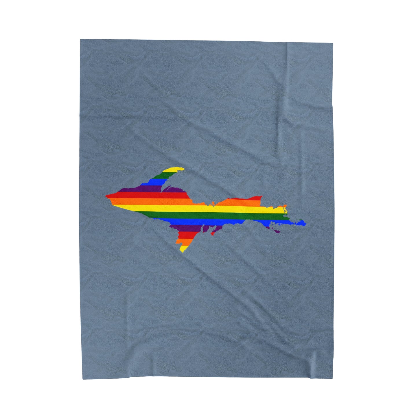 Michigan Upper Peninsula Plush Blanket (w/ UP Pride Flag Outline) | B-24 Liberator Grey