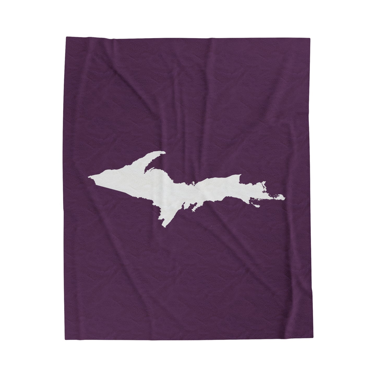 Michigan Upper Peninsula Plush Blanket (w/ UP Outline) | Plum