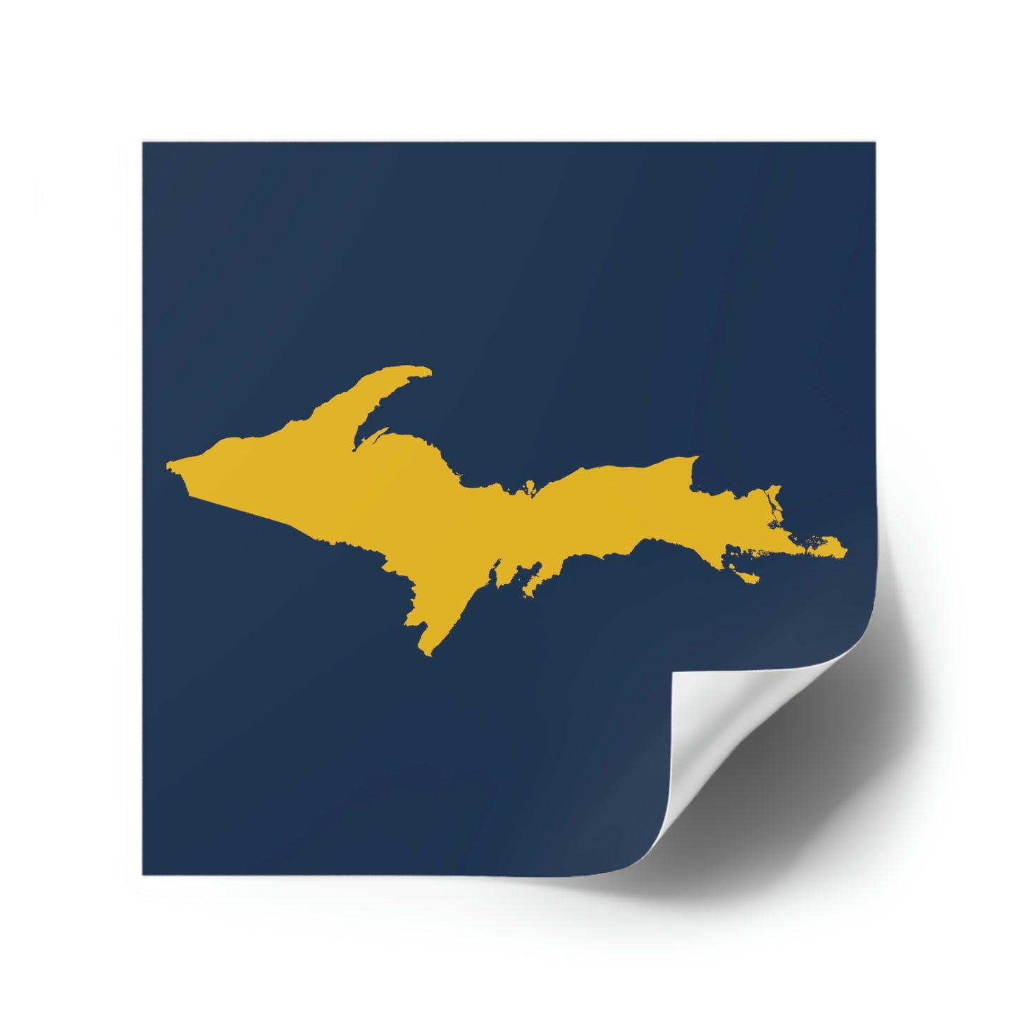 Michigan Upper Peninsula Square Sticker (Navy w/ Gold UP Outline) | Indoor/Outdoor