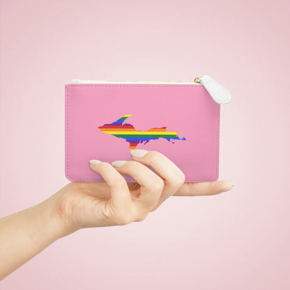 Michigan Upper Peninsula Mini Clutch Bag ('67 Caddie Pink w/ UP Pride Flag Outline)