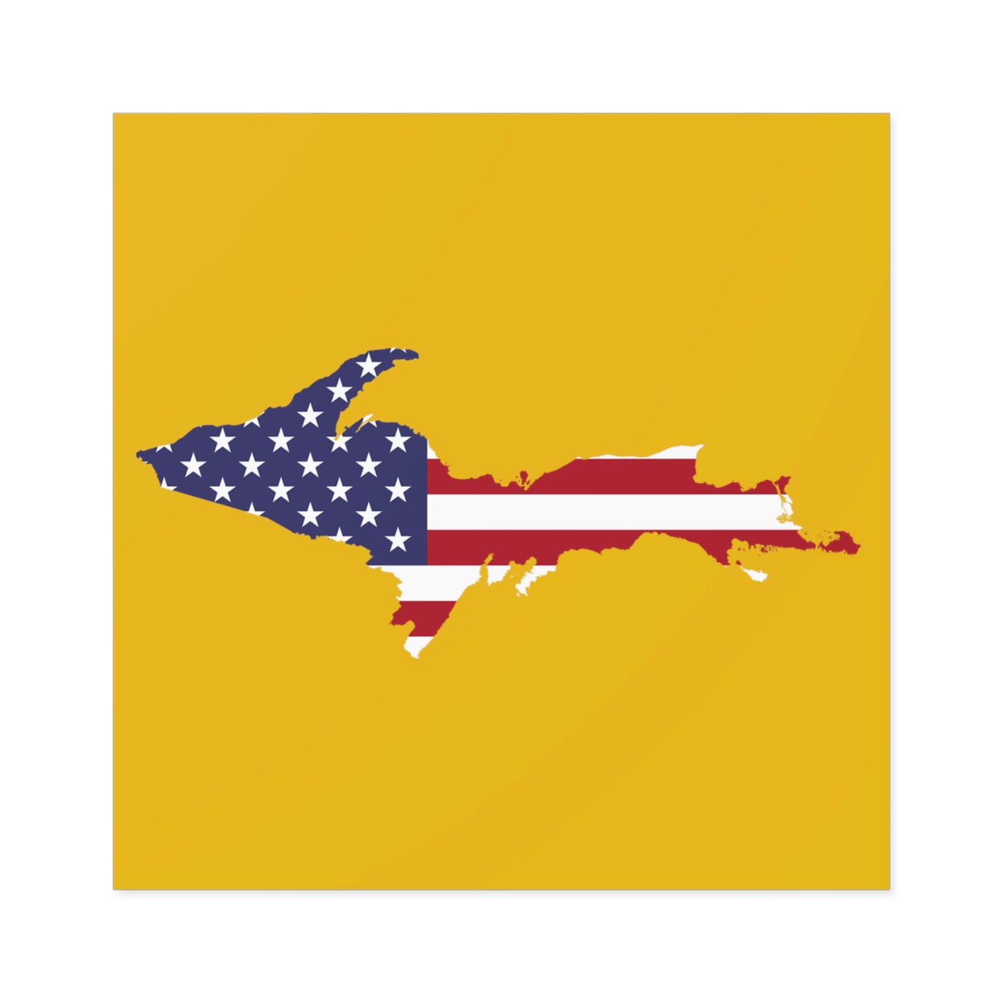 Michigan Upper Peninsula Square Sticker (Gold w/ UP USA Flag Outline) | Indoor/Outdoor