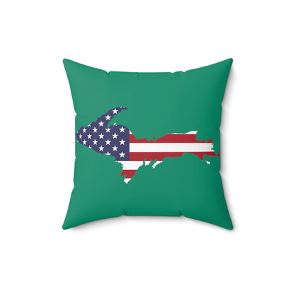 Michigan Upper Peninsula Accent Pillow (w/ UP USA Flag Outline) | Emerald Green