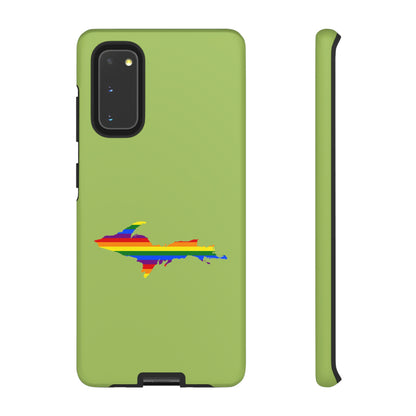 Michigan Upper Peninsula Tough Phone Case (Gooseberry Green w/ UP Pride Flag Outline) | Samsung & Pixel Android