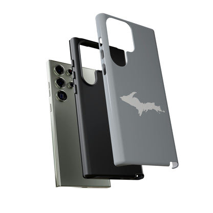 Michigan Upper Peninsula Tough Phone Case (Silver w/ UP Outline) | Samsung & Pixel Android