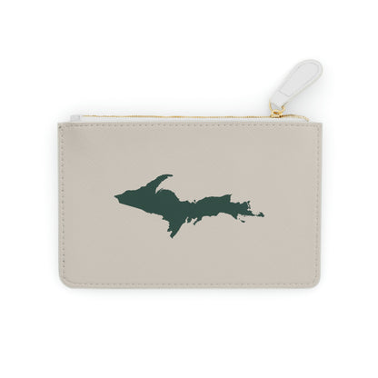 Michigan Upper Peninsula Mini Clutch Bag (Canvas Color w/ Green UP Outline)