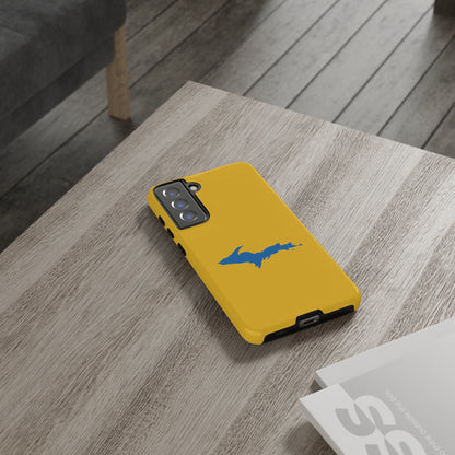 Michigan Upper Peninsula Tough Phone Case (Gold w/ Azure UP Outline) | Samsung & Pixel Android