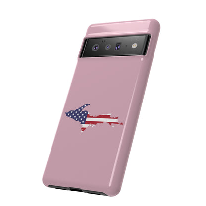 Michigan Upper Peninsula Tough Phone Case (Pink w/ UP USA Flag Outline) | Samsung & Pixel Android