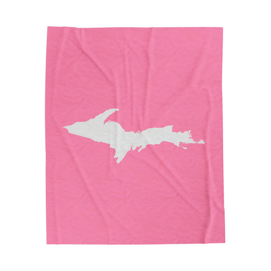 Michigan Upper Peninsula Plush Blanket (w/ UP Outline) | '67 Caddie Pink