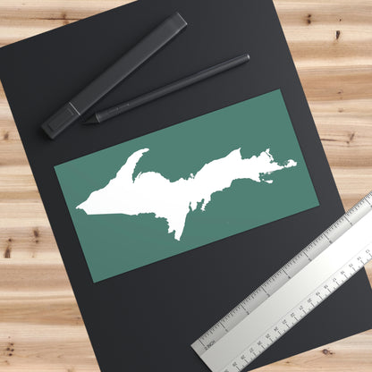 Michigan Upper Peninsula Bumper Sticker (w/ UP Outline) | Copper Green Background