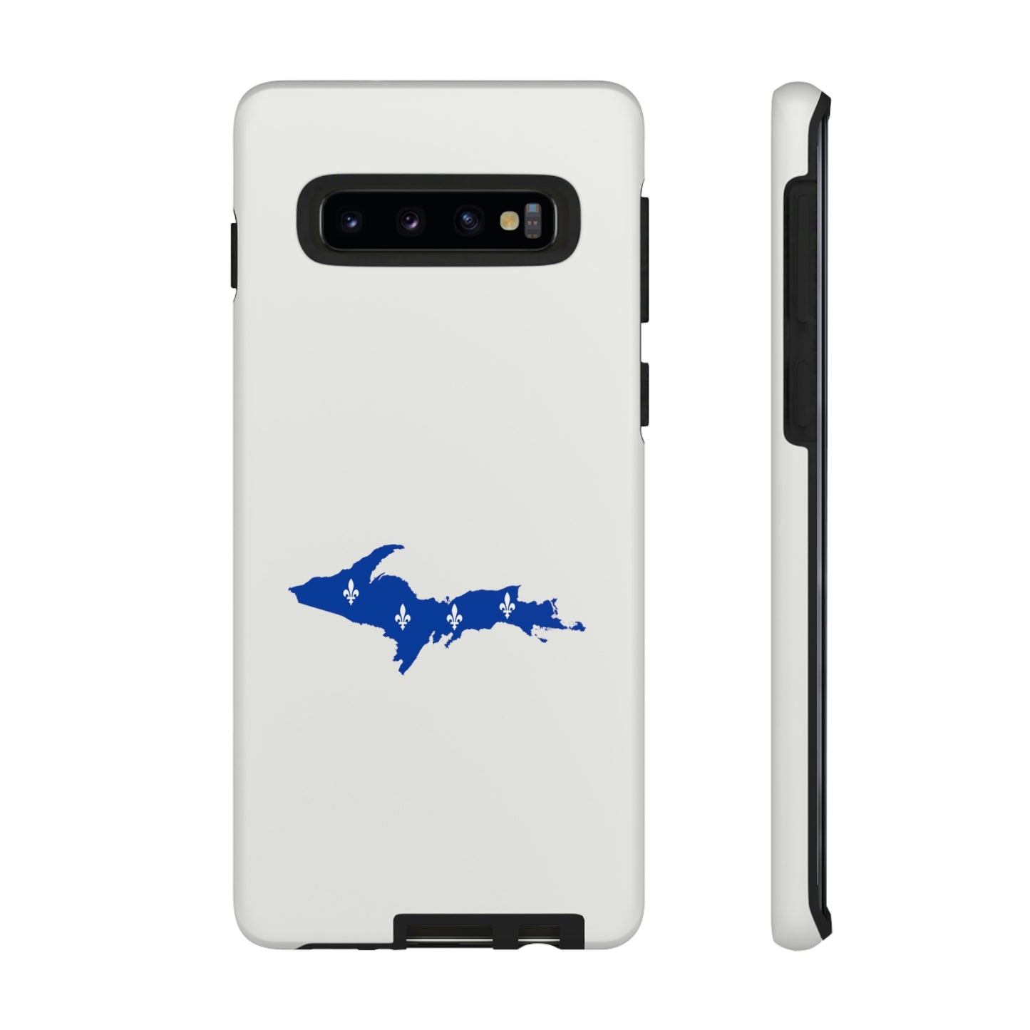 Michigan Upper Peninsula Tough Phone Case (Birch Bark White w/ UP Quebec Flag Outline) | Samsung & Pixel Android