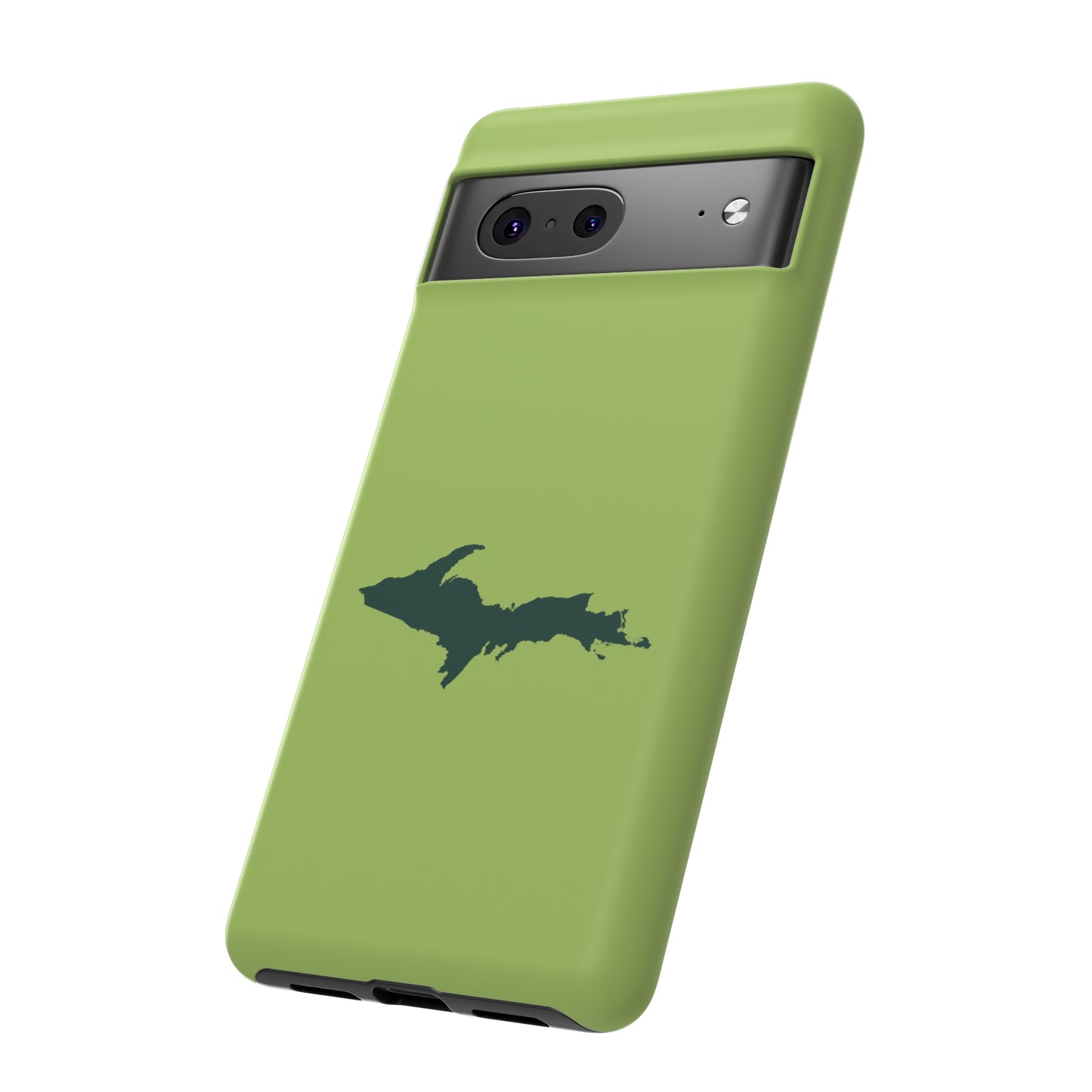 Michigan Upper Peninsula Tough Phone Case (Gooseberry Green w/ Green UP Outline) | Samsung & Pixel Android