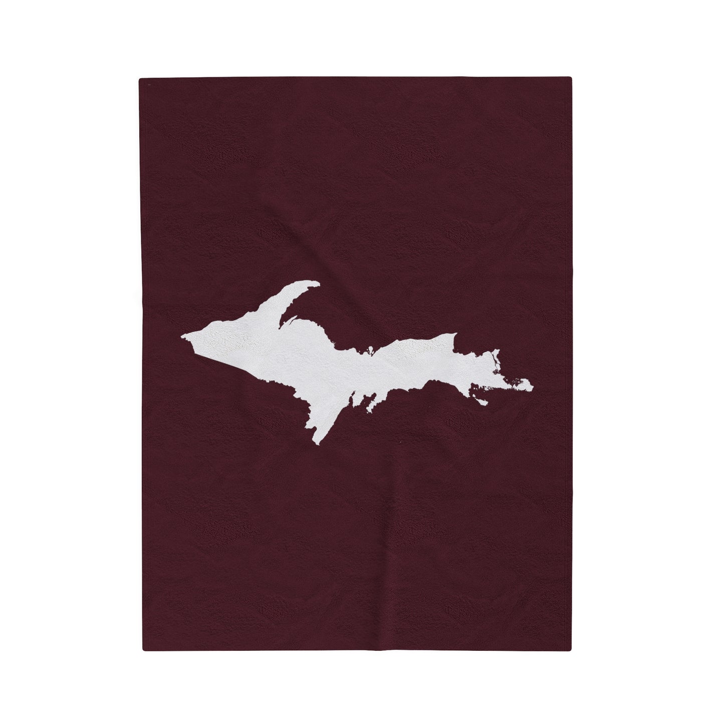 Michigan Upper Peninsula Plush Blanket (w/ UP Outline) | Old Mission Burgundy