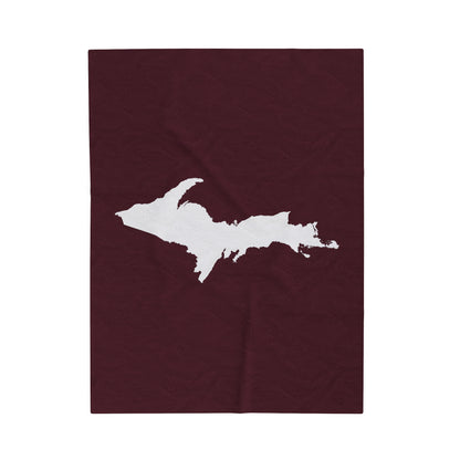 Michigan Upper Peninsula Plush Blanket (w/ UP Outline) | Old Mission Burgundy